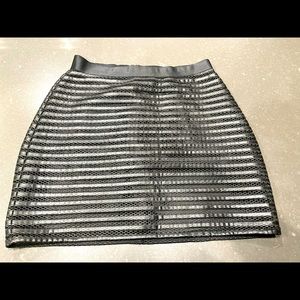 Faux Leather & Mesh Mini Skirt